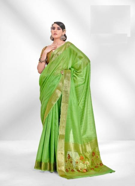Parrot Colour Salsaa Cotton By Rajpath Designer Sareee Catalog 137003
