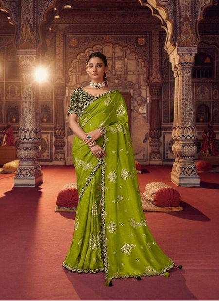 Parrot Green Color Olvia By Sulakshmi Designer Saree Catalog 7802 Catalog