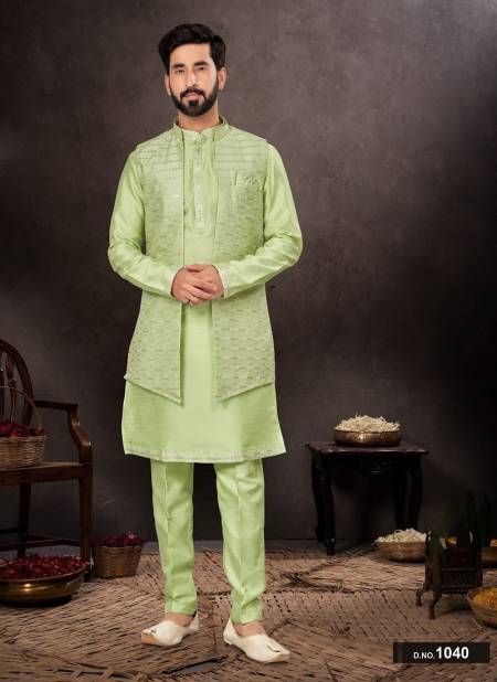Parrot Green Colour GS Fashion Occasion Wear Mens Designer Modi Jacket Kurta Pajama Orders In India 1040