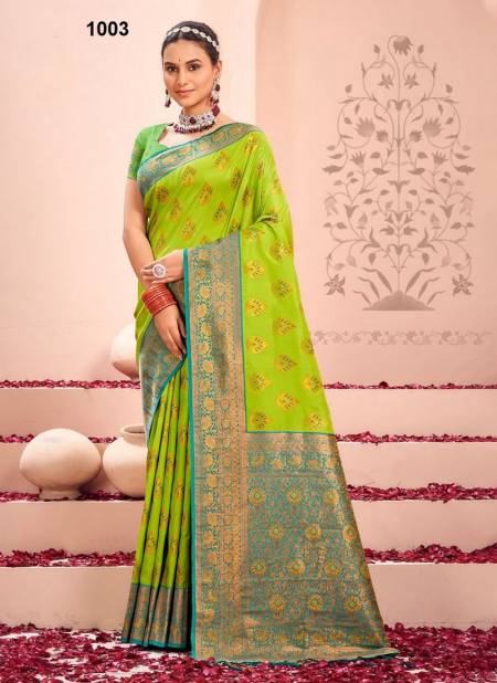 Parrot Green Colour Sharda Silk By Bunawat Kanjivaram Wedding Sarees Wholesale Clothing Suppliers In India 1003