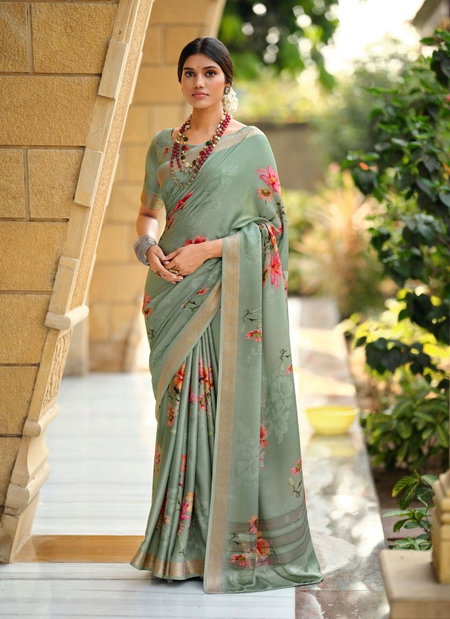 Pastel Green Colour Sahar By Sr Viscose Printed Saree Wholesale Shop In Surat 1004