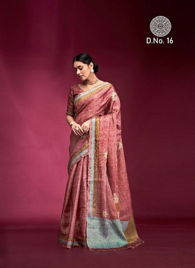 Pastel Pink Colour Dazzling By Kala Jamun Pure Tusser Wedding Wear Saree Wholesale In India 16