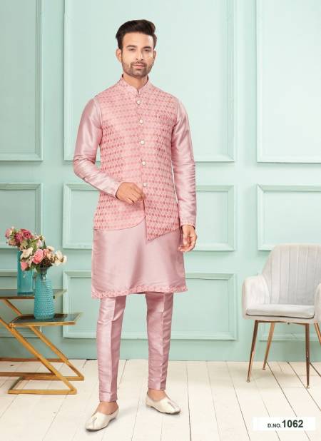 Pastel Pink Colour GS Fashion Wedding Wear Mens Designer Modi Jacket Kurta Pajama Wholesale Online 1062