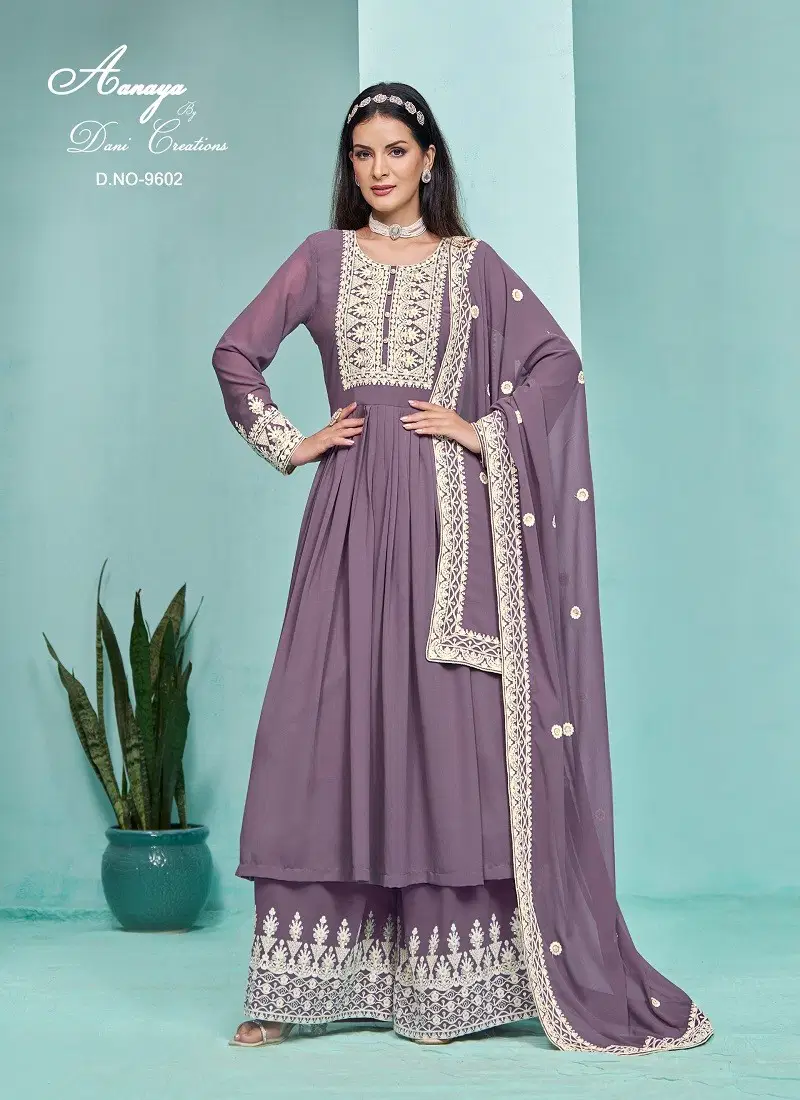 Pastel Purple Colour Aanaya Vol 196 By Twisha Designer Faux Georgette Sharara Suit Wholesale Online 9602