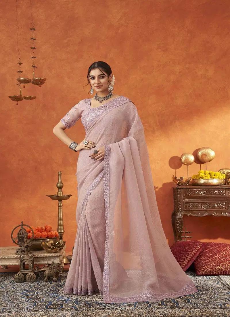 Pastel Purple Colour Anamika By Suma Designer Fancy Wholesale Saree Suppliers In Mumabi 5005