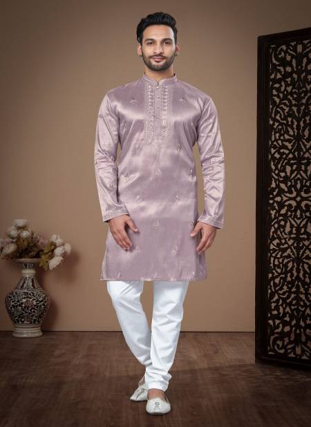 Pastel Purple Colour Outluk Vol 131 Silk Embroidery Mens Wholesale Kurta Pajama Manufacturers 131013