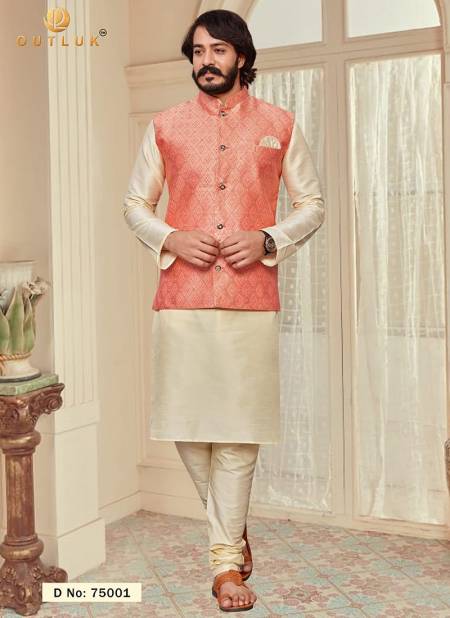 Peach Kurta Pajama Set With Luckhnawi Embroidery Peach Color Nehru Jacket  Handcrafted Free Personalization Diwali, Sangeet Party - Etsy