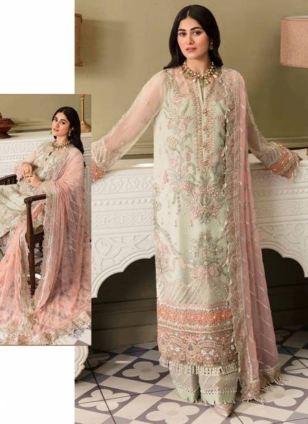 Peach And Green Colour R 559 Colors By Ramsha Pakistani Salwar Suits Catalog 559 A