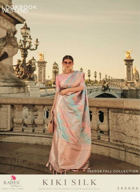 Peach And Multi Colour Kiki Silk By Rajtex Satin Silk Designer Saree Catalog 340006