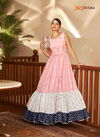 Peach And Multi Flory Vol 18 By Khushboo Shubhkala Georgette Anarkali Gown Catalog 4711