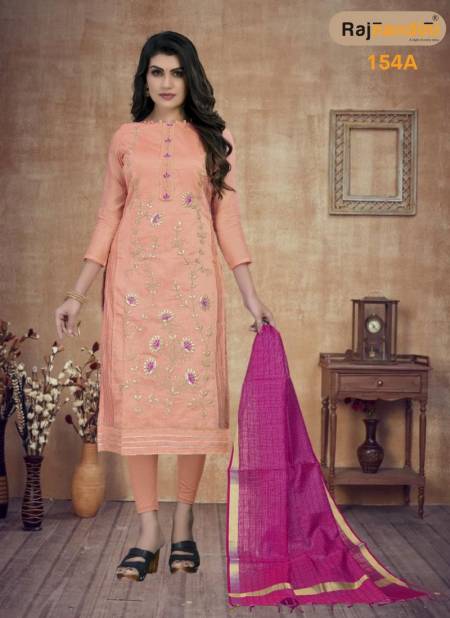 Peach And Pink Colour Rajnandini Designer Wholesale Exclusive Dress Material 154 A
