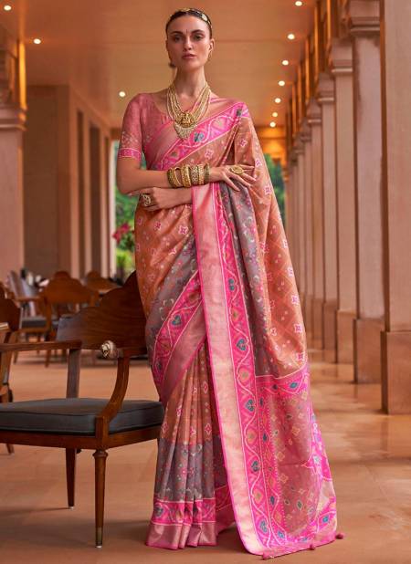 Peach And Pink Colour Rajvansh Wholesale Designer Printed Saree Catalog R 633 C