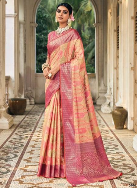 Peach And Pink Colour Rangrez Ethnic Wear Wholesale Silk Sarees Catalog 5804