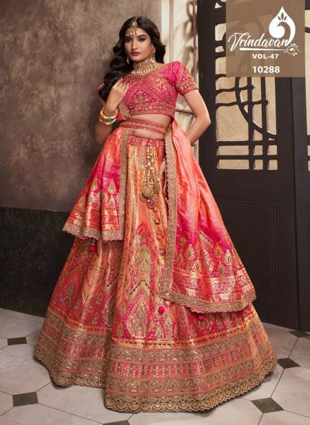 Peach And Pink Colour Vrindavan Vol 39 By Royal Banarasi Silk Designer Lehenga Choli Manufacturers 10288