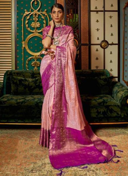 Peach And Rani Colour Kanishka Silk Wedding Wear Wholesale Silk Sarees Catalog 289005.jpg