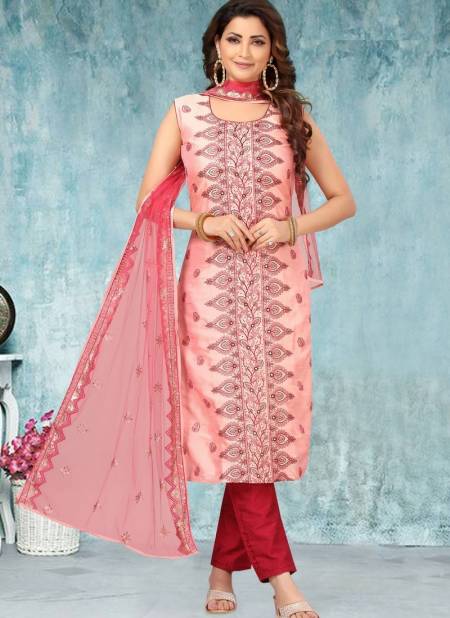 Peach And Red Colour Ikaaya Wholesale Designer Salwar Suits Catalog 830 C