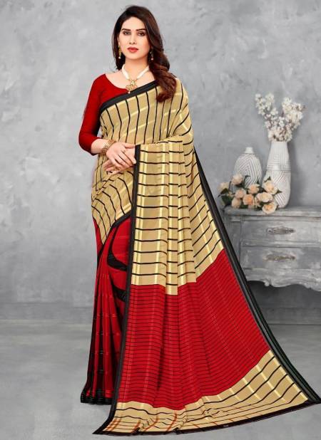 Peach And Red Colour Vartika Silk Printed Wholesale Daily Wear Sarees 16703 F