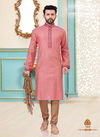 Peach Banarasi Silk Readymade Mens Kurta Payjama 1826