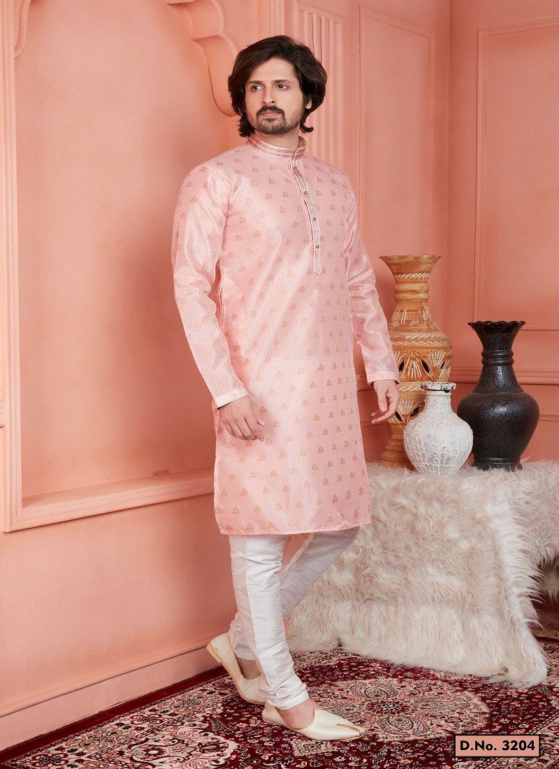 Peach Colour 1659 Function Wear Mens Indo Western Surat Wholesale Market 3204