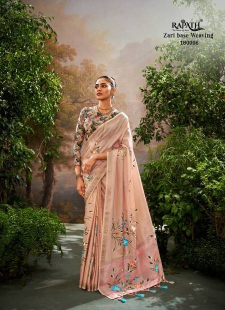 Peach Colour Aaidehi Silk By Rajpath Soft Linen Tissue Saree Exporters In India 180006