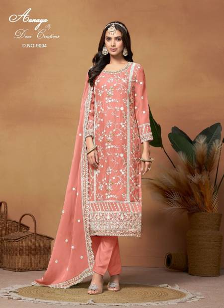 Peach Colour Aanaya Vol 190 By Twisha Designer Soft Organza Wedding Wholesale Salwar Suit Wholesale In India 9004