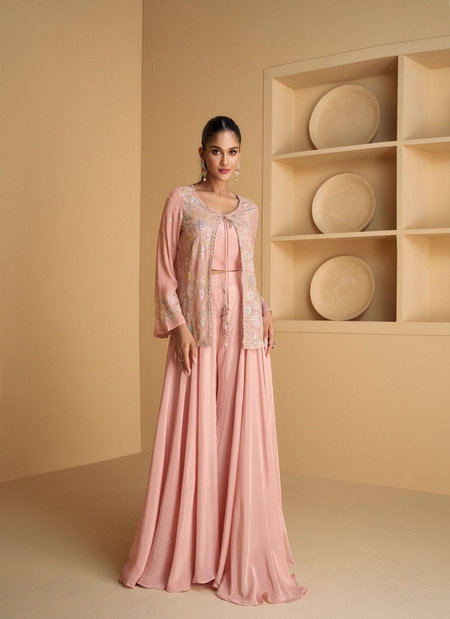 Peach Colour Aarvi By Sayuri Designer Georgette Readymade Suits Wholesale Online 5529