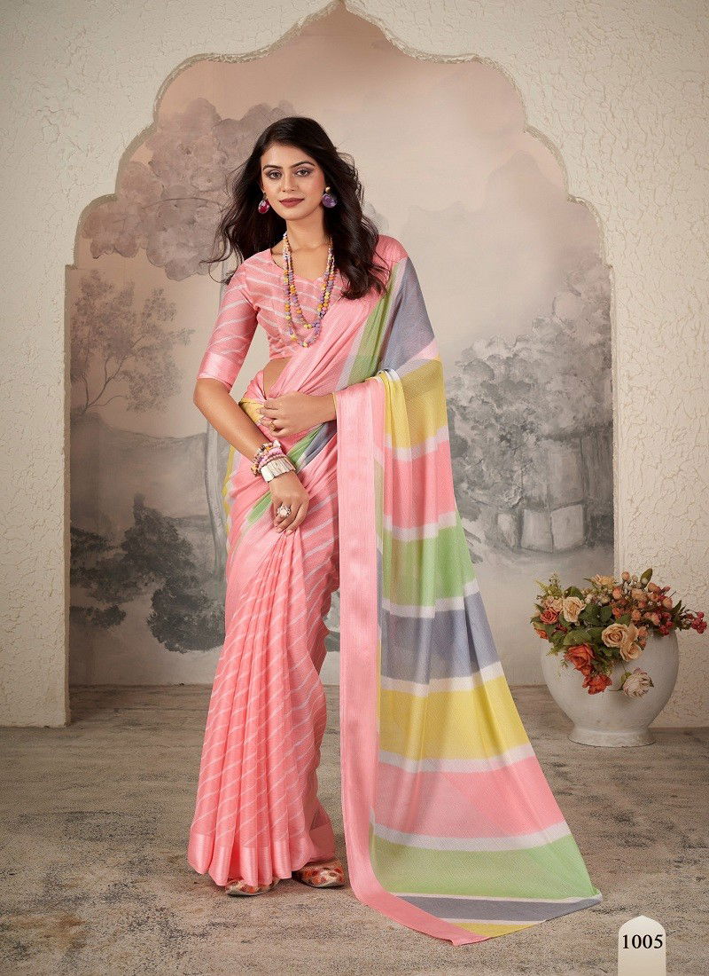 Peach Colour Aavi By Dhaga Pure Jari Chiffon Daily Wear Saree Wholesalers In Delhi 1005