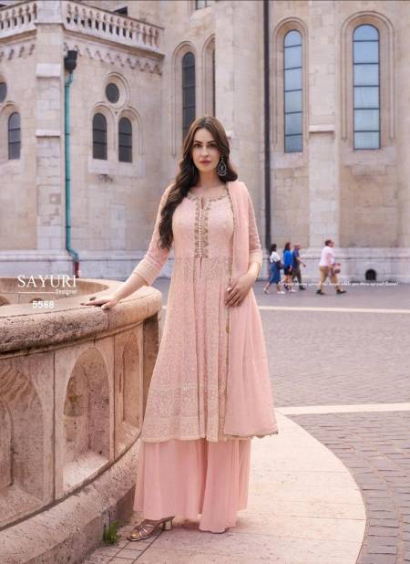 Peach Colour Afsana By Sayuri Designer Georgette Readymade Suits Orders In India 5588