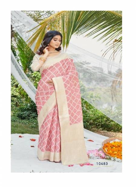 Peach Colour Ahana Cotton By Bunawat Function Wear Saree Wholesale Clothing Distributors In India 10483