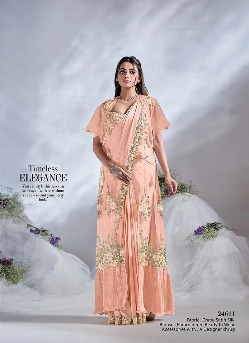 Peach Colour Aura Mohmanthan Royal By Mahotsav Designer Saree Suppliers In India 24611