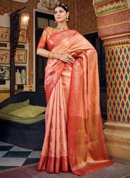 Peach Colour Avyuktha Silk Wedding Wear Wholesale Designer Sarees 65006