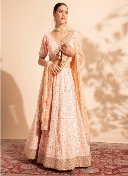 Peach Colour Bridesmaid Vol 1 By Anantesh Fancy Embroidered Party Wear Lehenga Choli Wholesale Online 11001