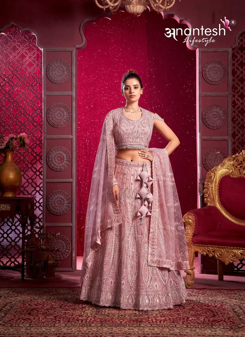 Peach Colour Bridle Couture Vol 4 By Anantesh Wedding Wear Net Lehenga Choli Orders In India 9020