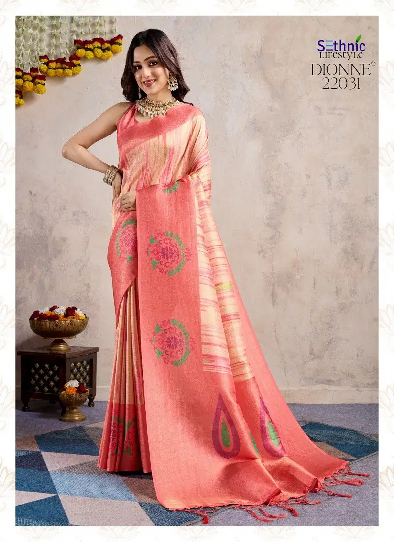 Peach Colour Dionne Vol 6 By Sethnic Lifestyle Banarasi Silk Designer Saree Wholesale Online 22031