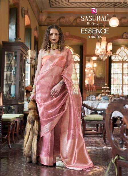 Peach Colour Essance By Sasural Digital Printed Banarasi Weave Organza Wholesale Saree In India 205