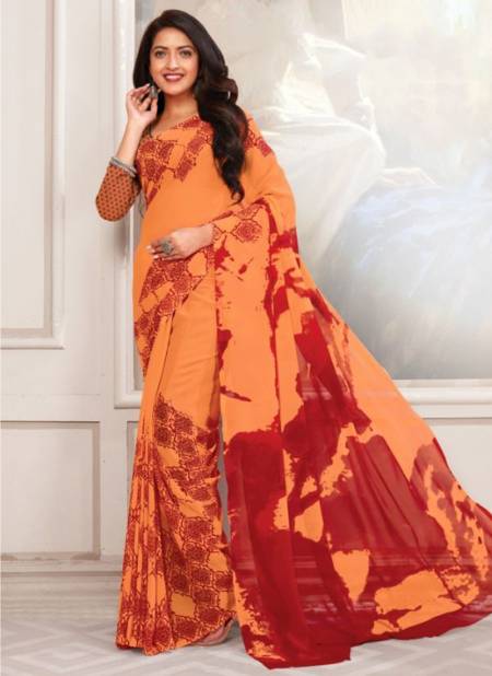 Light Orange Colour Fashion Fusion Designer Wholesale Dailywear Sarees Catalog 201