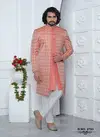 Peach Colour Function Wear Indo Western Mens Jacket Set Wholesale Price In Surat 2783