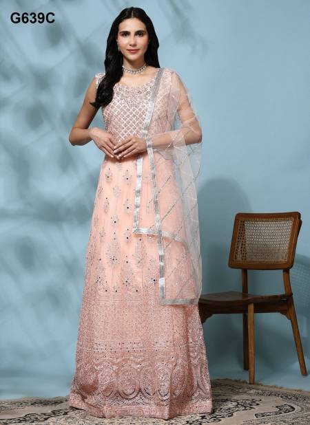 Peach Colour G639 A To D By Amoha Net Gown Wholesale Clothing Distributors In India G639 C