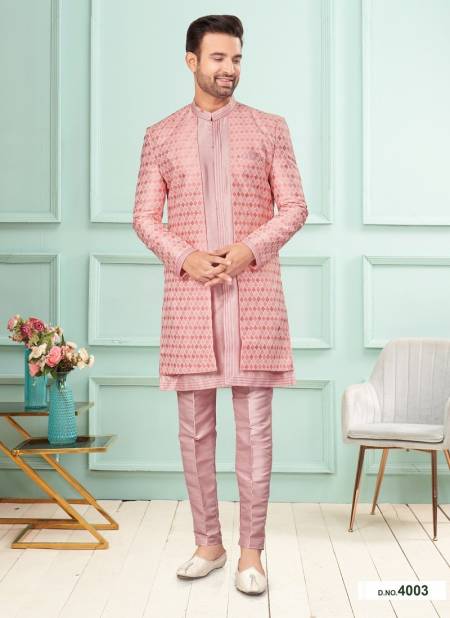 Peach Colour GS Fashion Function Wear Mens Designer Indo Western Exporters In India 4003
