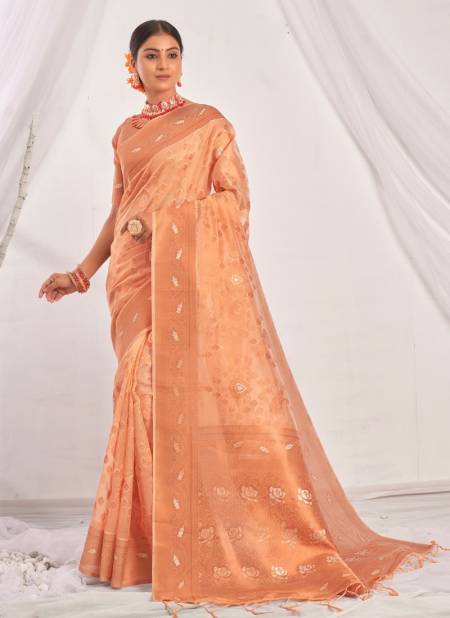 Peach Colour Gauri By Sangam Printed Sarees Catalog 1004