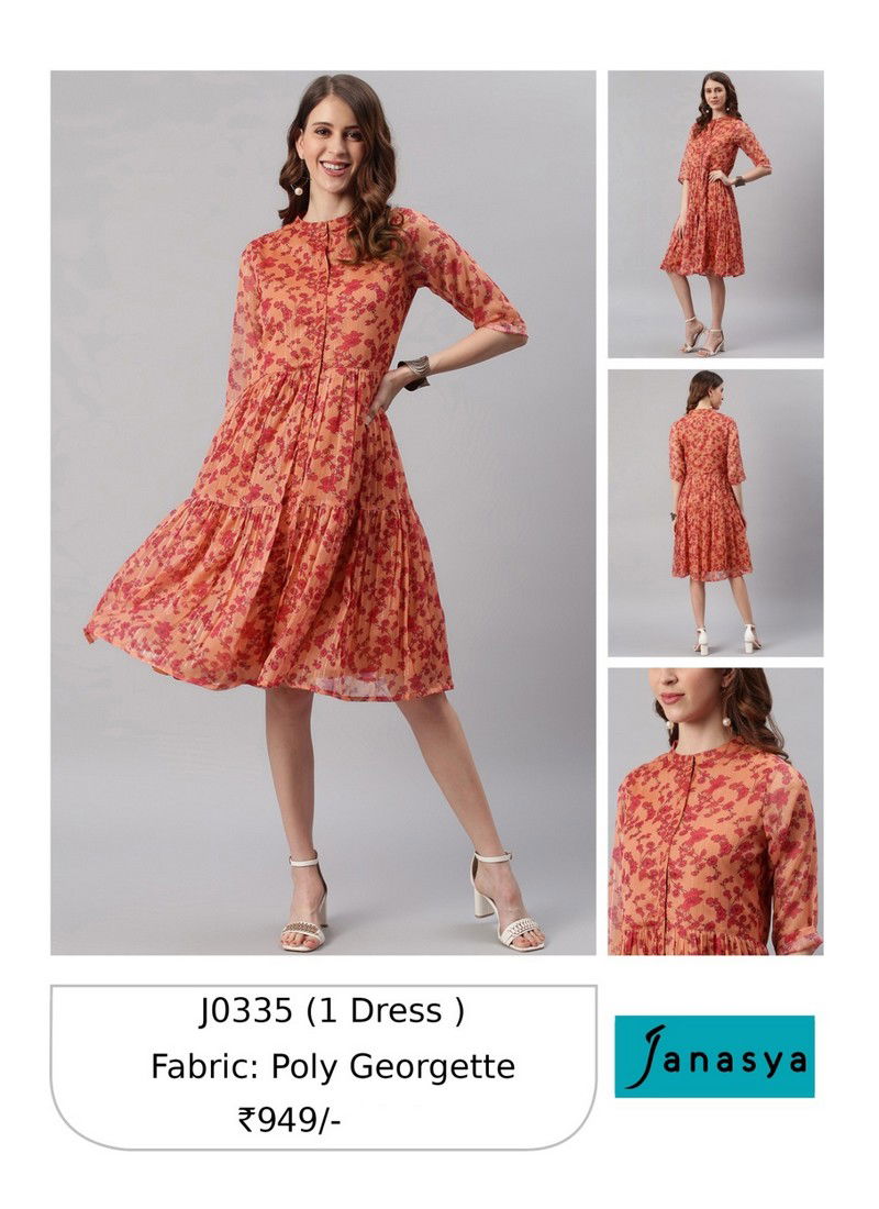 Peach Colour Janasya Designer Kurti Catalog 335