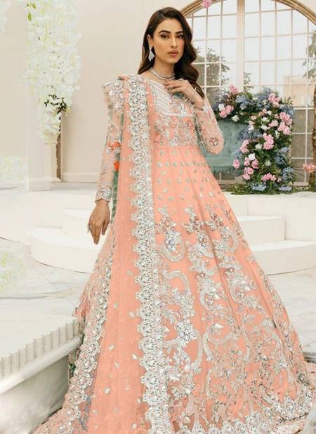 Peach Colour KF 123 To 123 E Pakistani Suits Catalog 123 E