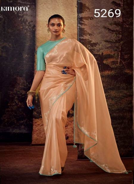 Peach Colour Kajal 13 By Kimora Fancy Soft Function Wear Designer Saree Catalog 5269