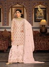 Peach Colour Kalaki By Sabah Faux Georgette Plazzo Suit Dress Material Catalog 1018 A