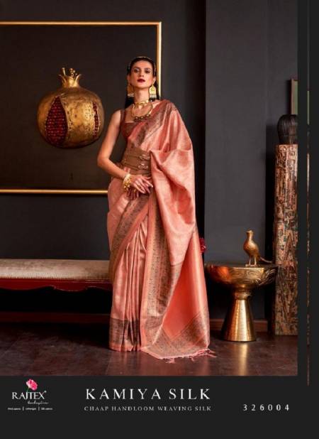 Peach Colour Kamiya Silk By Rajtex Silk Designer Saree Catalog 326004