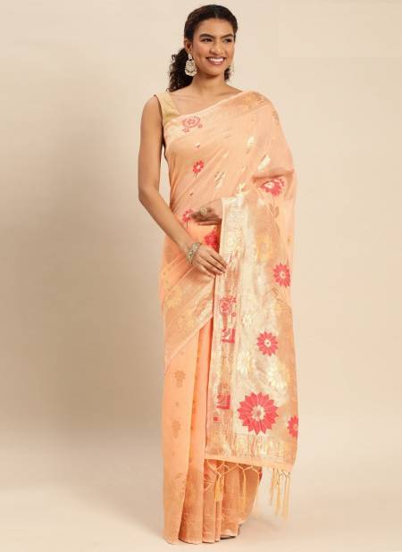 Peach Colour Kamya By Fashion Lab 1006 To 1011 Cotton Saree Catalog 1011
