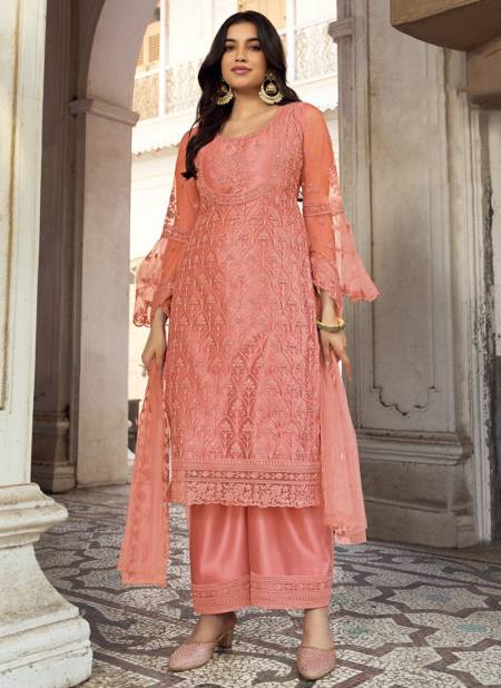 Peach Colour Khwaab By Fk Fashion Wedding Wear Salwar Suits Catalog 1012 G