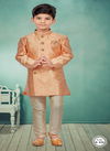 Peach Colour Kids Indo Western Sherwani Catalog K 556