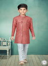 Peach Colour Kids Indo Western Sherwani Catalog K 576