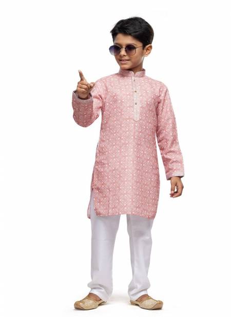 Peach Colour Kids Occasion Wear Designer Kurta Pajama Wholesale Shop In Surat 526